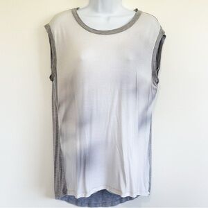 T TAHARI Sleeveless Blouse Gray and White Medium